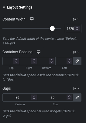 Elementor settings