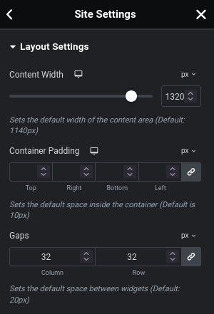 Elementor settings